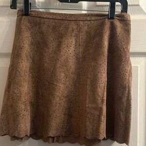 BCBGMaxAzria Tan Suede A-Line Skirt
